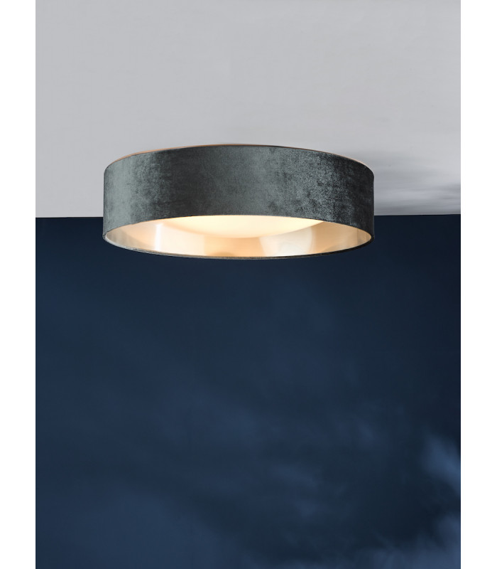 Cylindrical 3 Light Flush Velvet Dark Grey Shade 60Cm-7