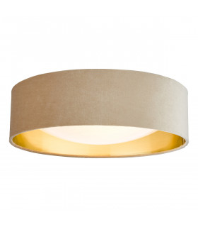 Cylindrical 2 Light Flush Lamp Velvet Taupe Shade 40Cm-1