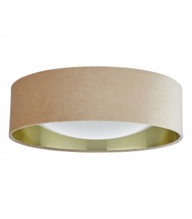 Cylindrical 2 Light Flush Lamp Velvet Taupe Shade 40Cm-2