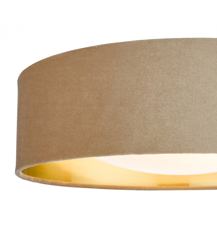 Cylindrical 2 Light Flush Lamp Velvet Taupe Shade 40Cm-3