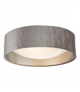 Cylindrical 2 Light Flush Lamp Velvet Mink Shade 40Cm-1