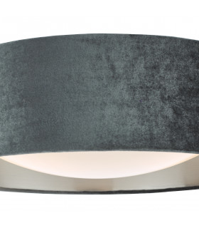 Cylindrical 2 Light Flush Lamp Velvet Dark Grey Shade 40Cm-2