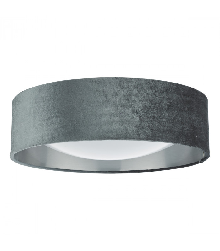 Cylindrical 2 Light Flush Lamp Velvet Dark Grey Shade 40Cm-3