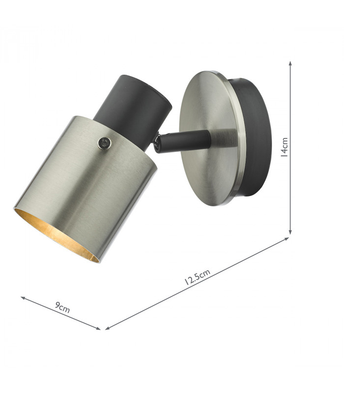 Single 1 Light Spotlight Brushed Nickel Matt Black-4