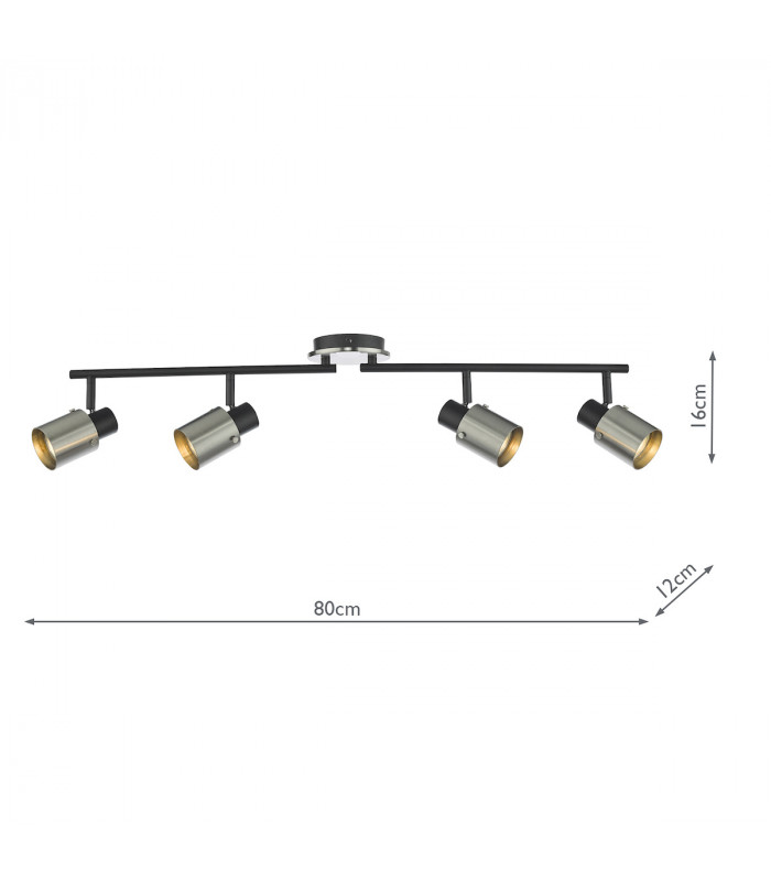 4 Light Bar Spotlight Brushed Nickel Matt Black