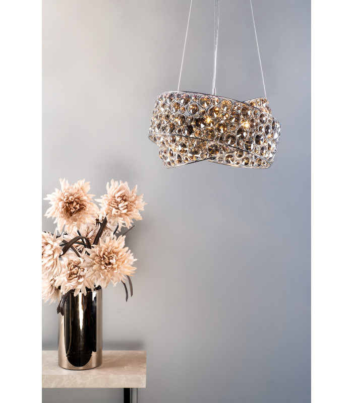 Rings 3 Light Pendant Smoked Crystal Polished Chrome-3