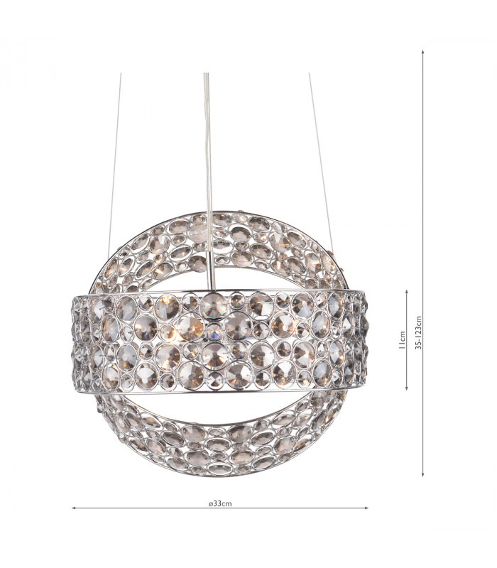 Rings 3 Light Pendant Smoked Crystal Polished Chrome-4