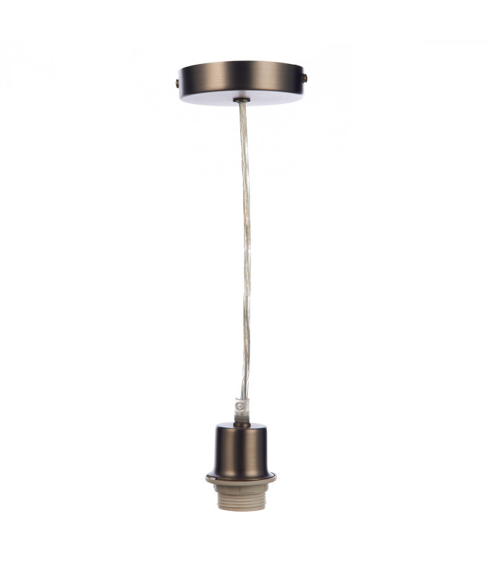 Basic 1 Light Antique Chrome E27 Suspension With Clear Cable-1