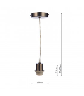 Basic 1 Light Antique Chrome E27 Suspension With Clear Cable-2