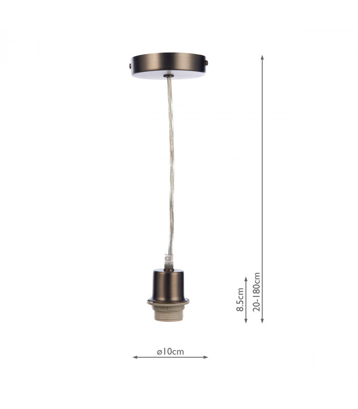 Basic 1 Light Antique Chrome E27 Suspension With Clear Cable-2