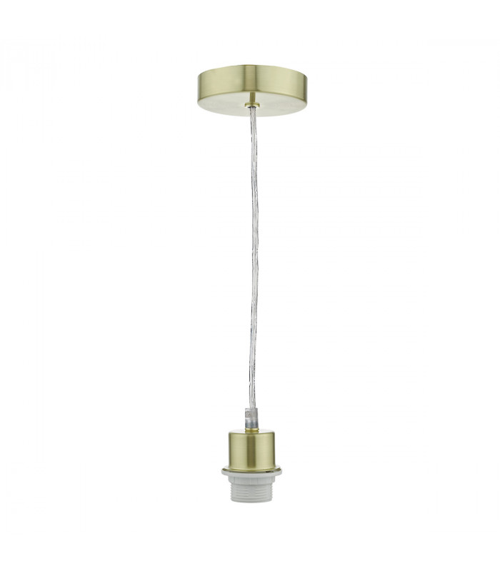 Basic 1 Light Satin Brass E27 Suspension With Clear Cable-1