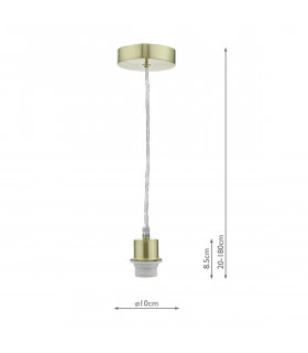 Basic 1 Light Satin Brass E27 Suspension With Clear Cable-2
