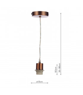 Basic 1 Light Aged Copper E27 Suspension With Clear Cable-2