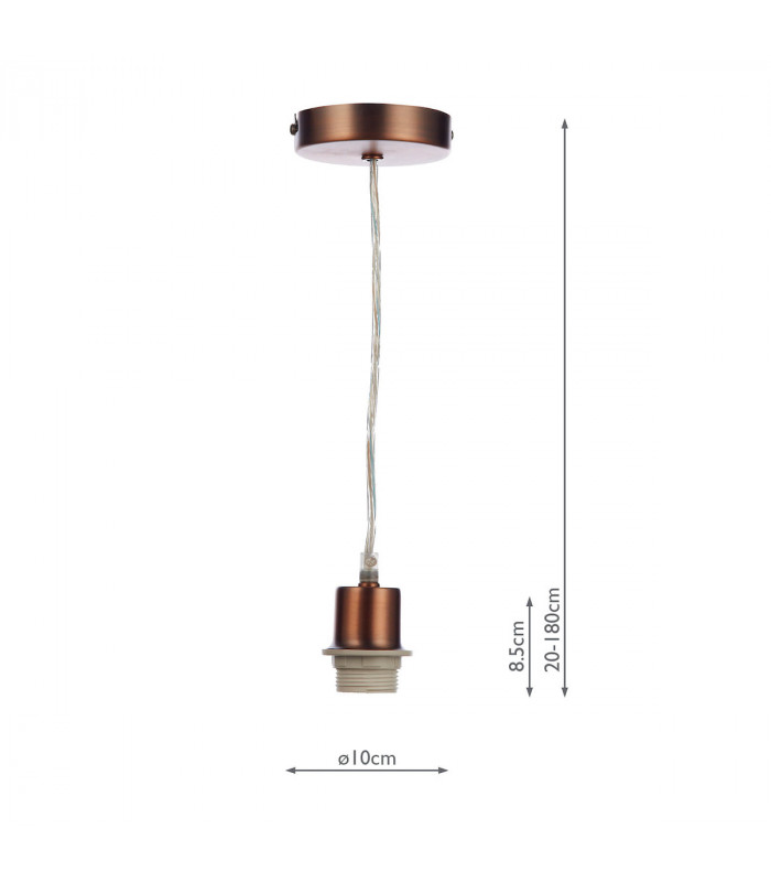 Basic 1 Light Aged Copper E27 Suspension With Clear Cable-2