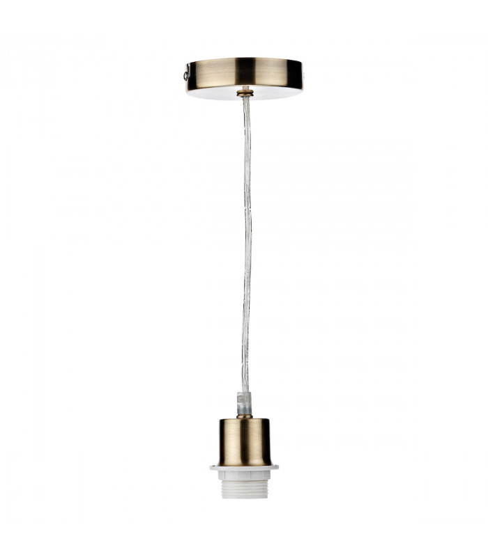 Simple 1 Light Antique Brass E27 Suspension With Clear Cable-1