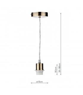 Simple 1 Light Antique Brass E27 Suspension With Clear Cable-2