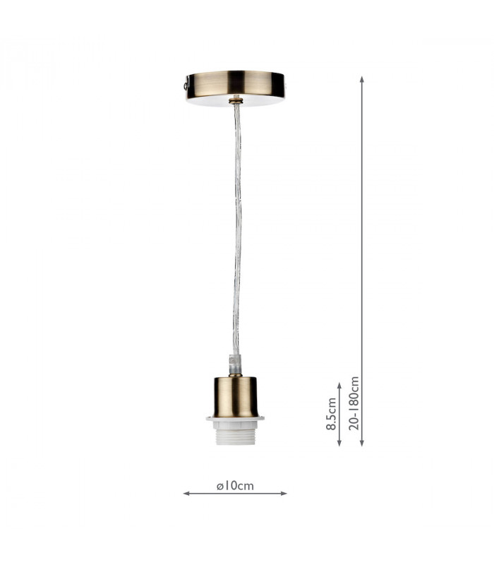 Simple 1 Light Antique Brass E27 Suspension With Clear Cable-2