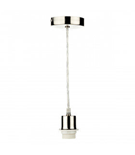 Simple 1 Light Satin Chrome E27 Suspension With Clear Cable-1