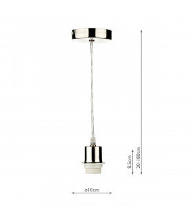 Simple 1 Light Satin Chrome E27 Suspension With Clear Cable-2