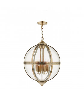 5 Light Lantern Antique Brass Glass-1