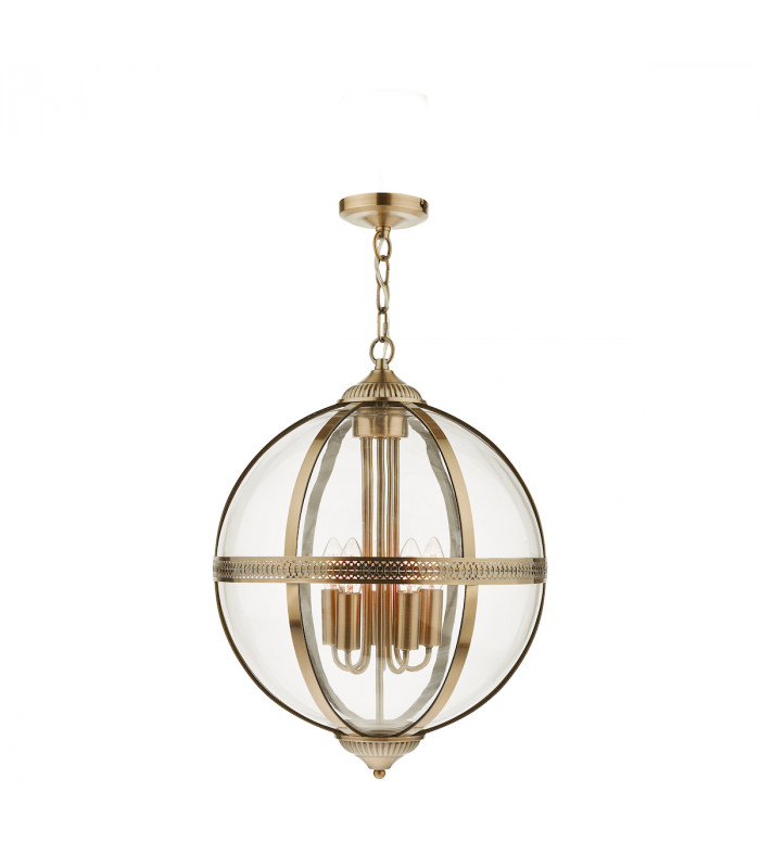 5 Light Lantern Antique Brass Glass-1