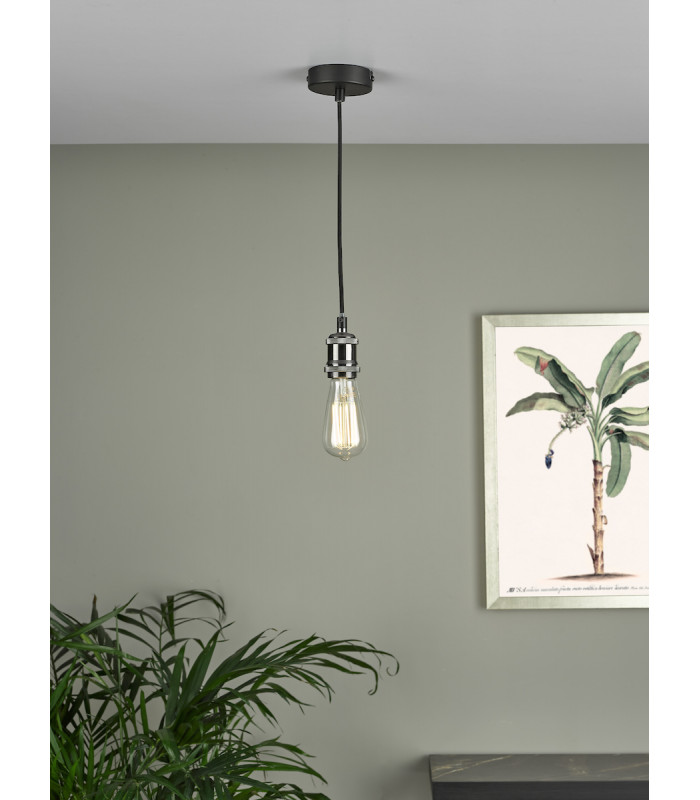 Simple 1 Light E27 Suspension Black Chrome Matt Black-4
