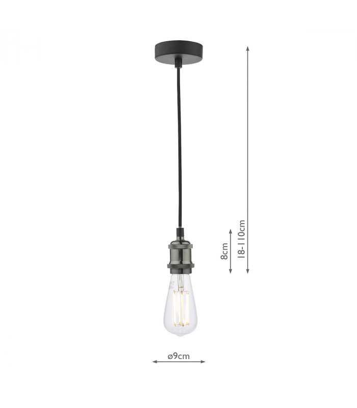 Simple 1 Light E27 Suspension Black Chrome Matt Black-5