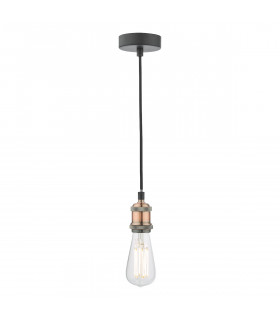 Simple 1 Light E27 Suspension Antique Copper Matt Black-1
