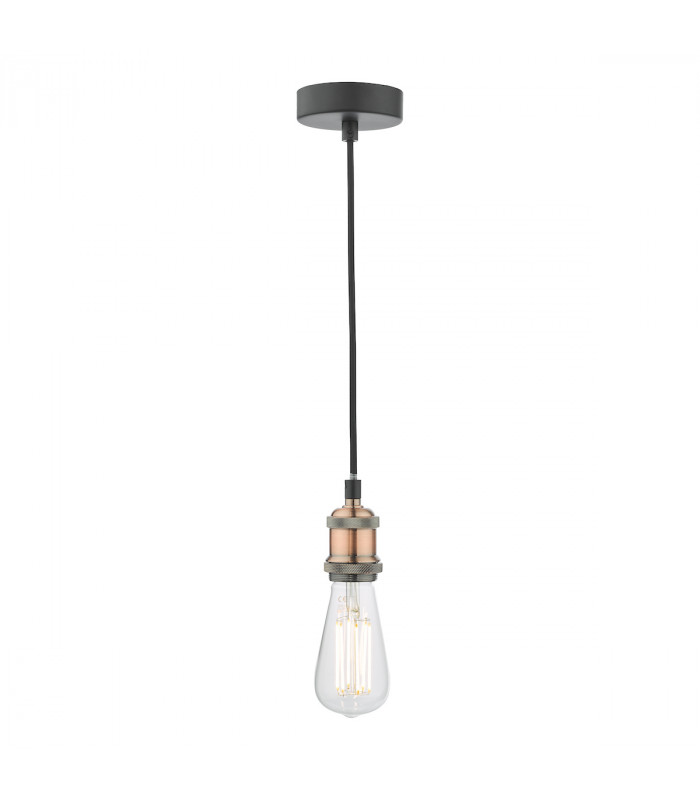 Simple 1 Light E27 Suspension Antique Copper Matt Black-1