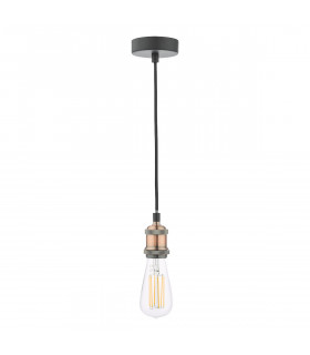 Simple 1 Light E27 Suspension Antique Copper Matt Black-2