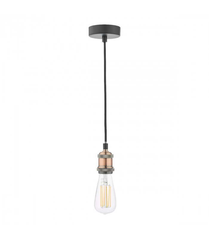 Simple 1 Light E27 Suspension Antique Copper Matt Black-2