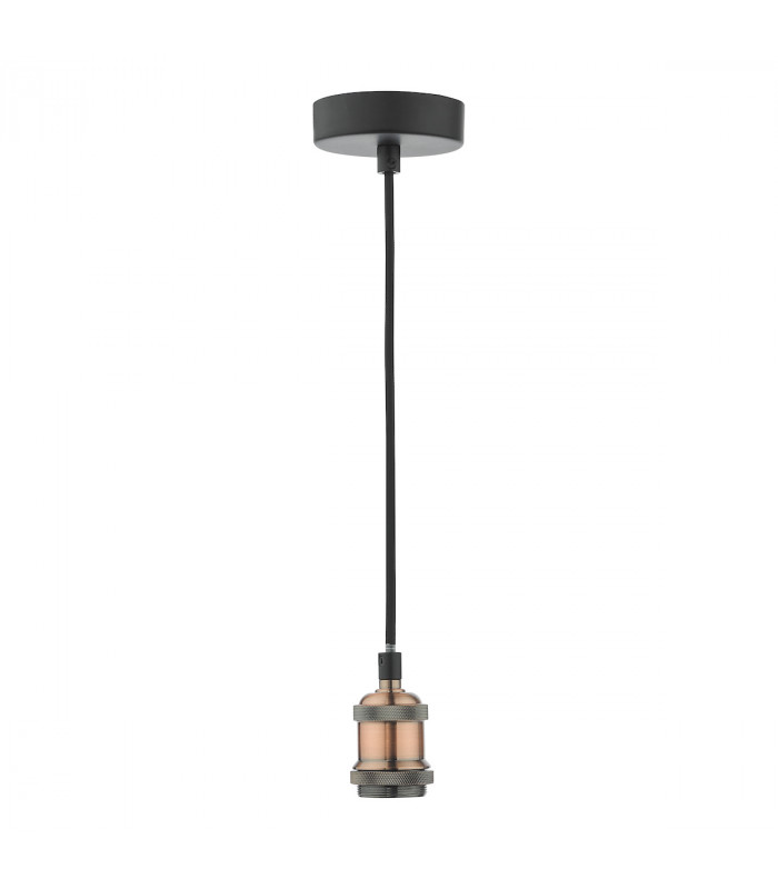 Simple 1 Light E27 Suspension Antique Copper Matt Black-3
