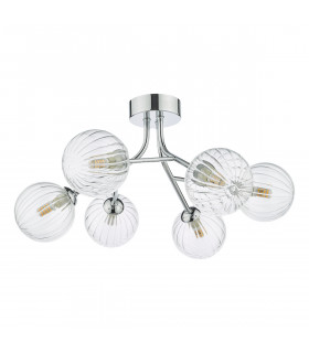 6 Light Semi Flush Polished Chrome Ribbed Glass-2