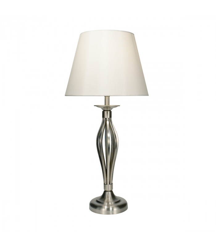 Table Lamp Satin Chrome With Cream Shade-1