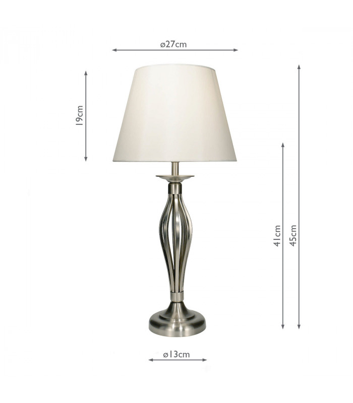 Table Lamp Satin Chrome With Cream Shade-2