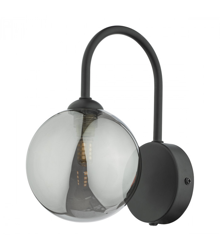 Wall Light Matt Black Smoked Glass Shade-1