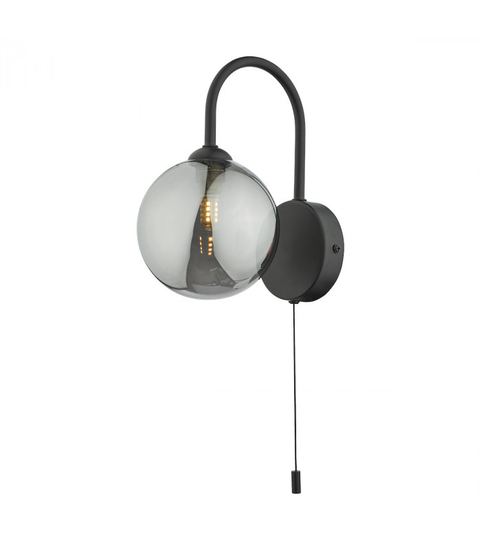 Wall Light Matt Black Smoked Glass Shade-3