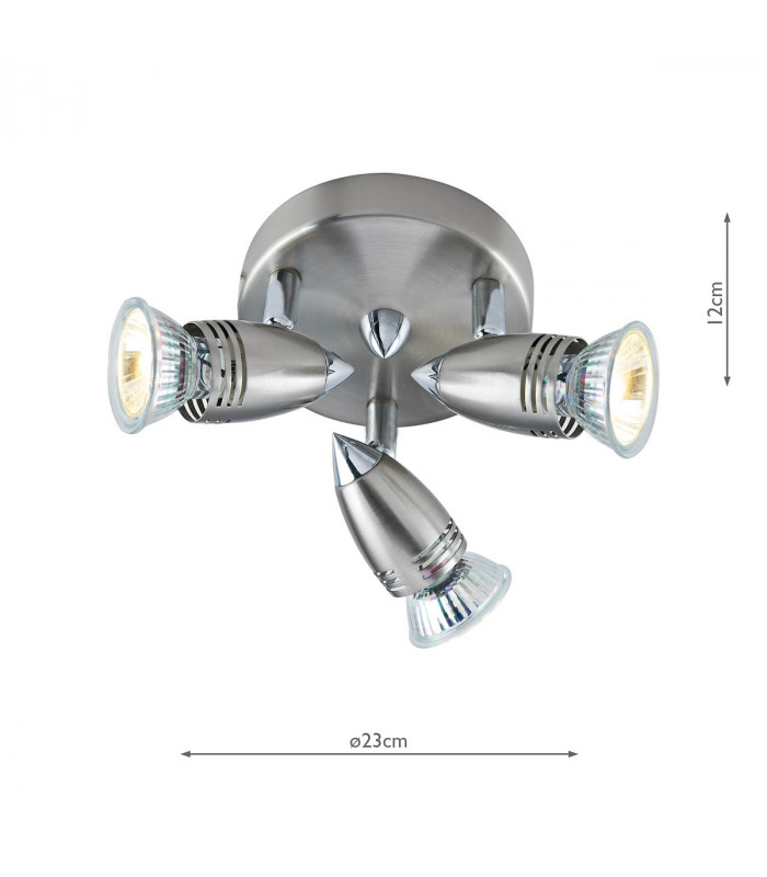 3 Light Compact Spotlight Cluster Plate Satin Chrome-2