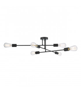 Multi Arm 6 Light Flush Matt Black-1