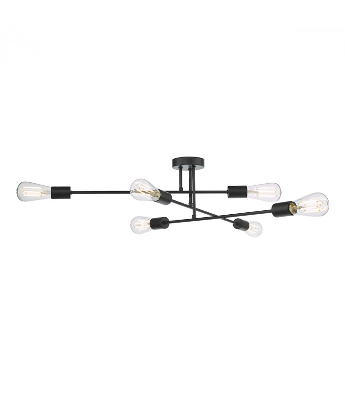 Multi Arm 6 Light Flush Matt Black-1