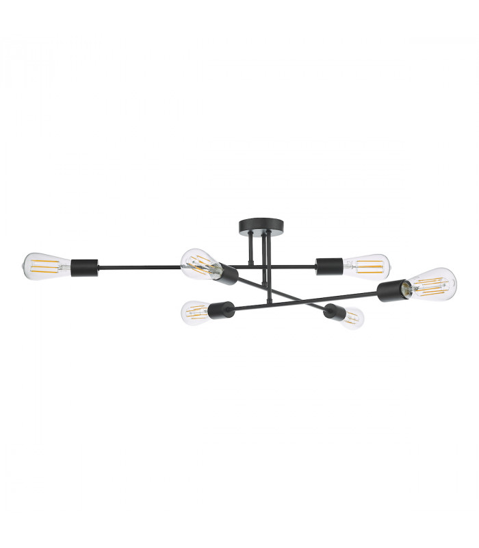 Multi Arm 6 Light Flush Matt Black-2