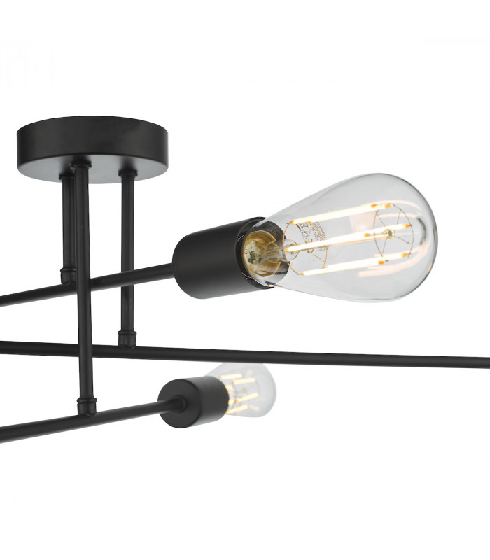 Multi Arm 6 Light Flush Matt Black-4