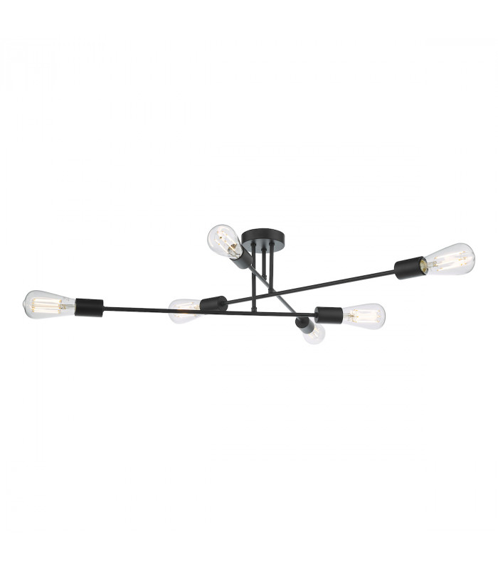 Multi Arm 6 Light Flush Matt Black-5