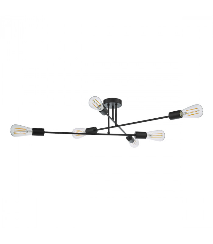 Multi Arm 6 Light Flush Matt Black-6