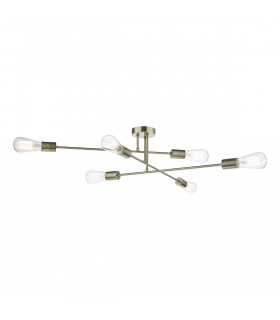 Multi Arm 6 Light Flush Antique Brass-1