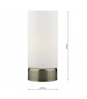 Touch Round Glass Table Lamp Antique Brass Opal Glass-2
