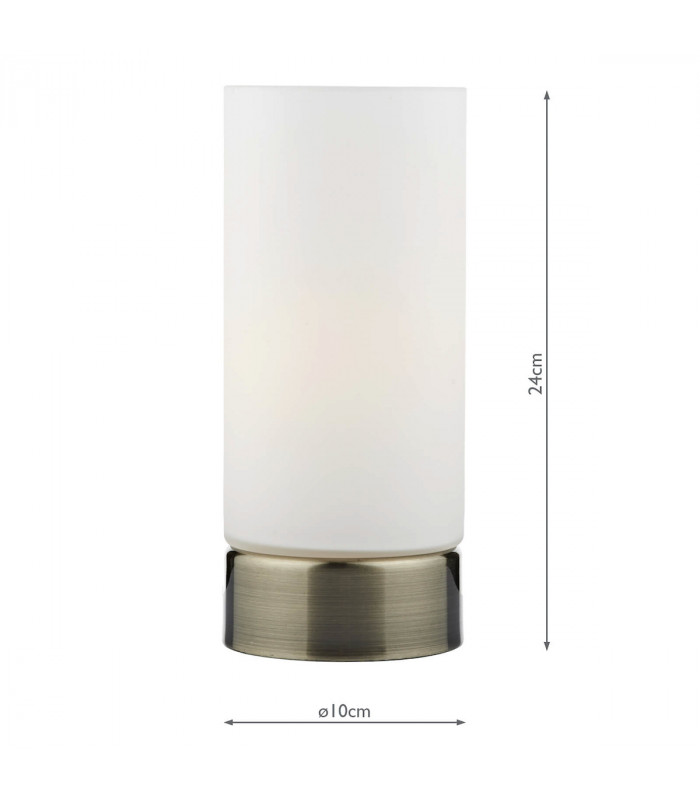 Touch Round Glass Table Lamp Antique Brass Opal Glass-2