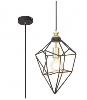 Medium Wire Pendant 1 x E27 Painted Gold & Sand Black-1