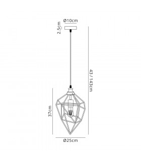 Medium Wire Pendant 1 x E27 Painted Gold & Sand Black-2