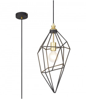 Large Wire Pendant 1 x E27 Painted Gold & Sand Black-1